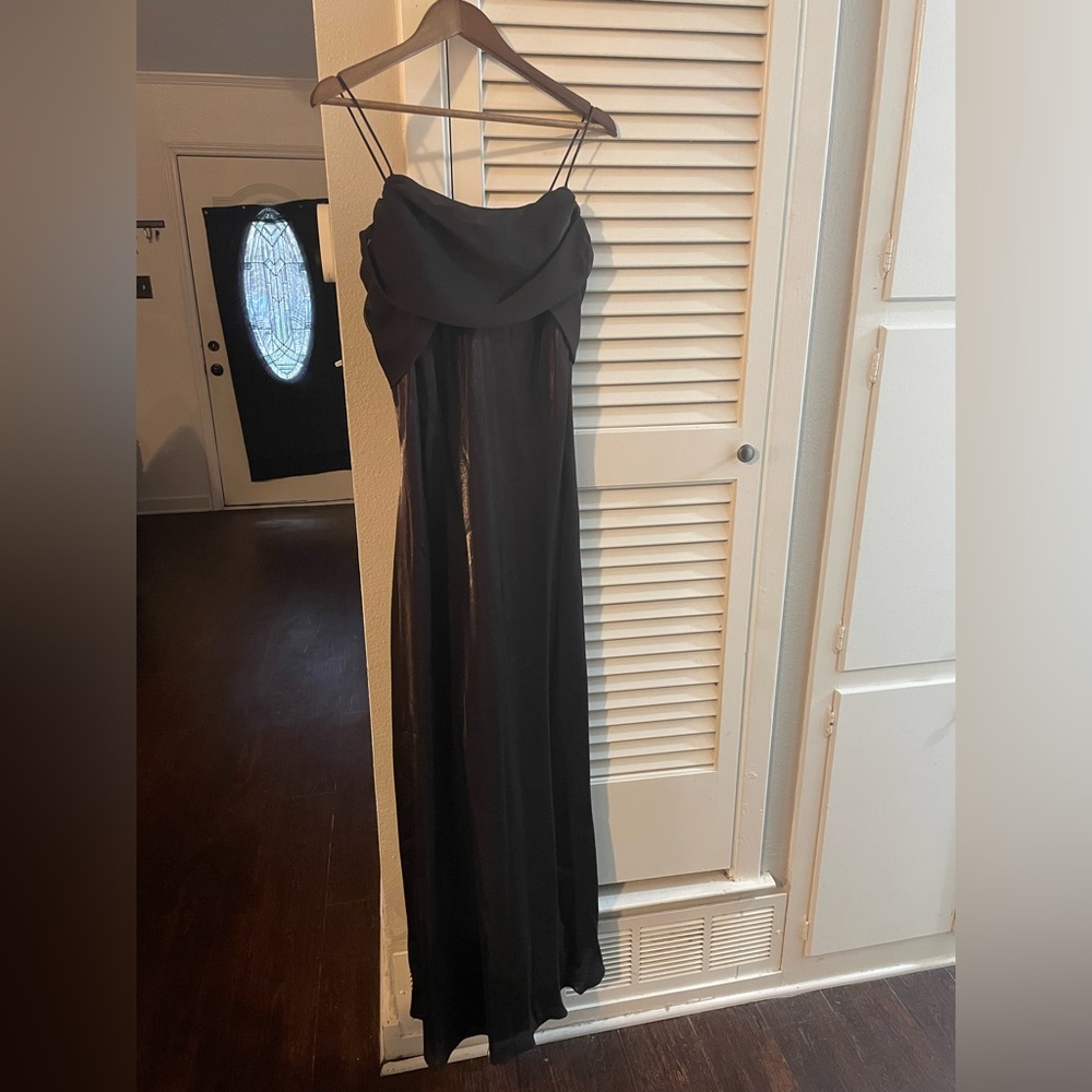 Brown Spaghetti Strap Evening Gown